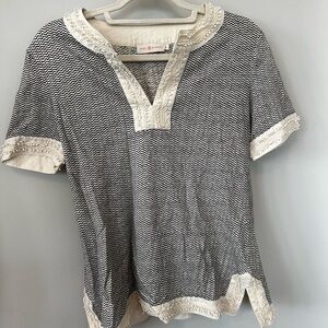 Tory Burch Black and White Chevron Blouse